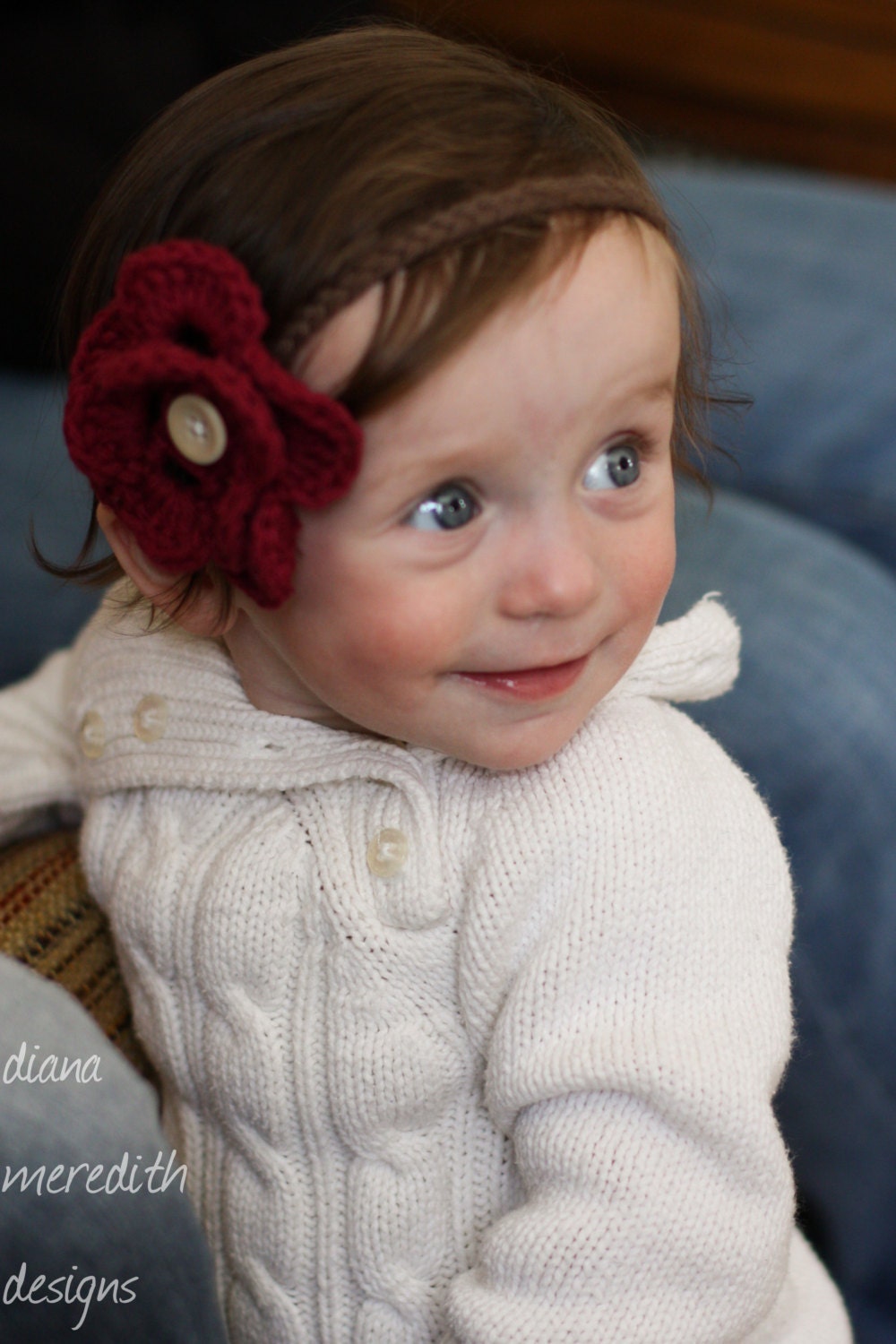 Baby Flower Headband - You Choose Colors - Three Flowers