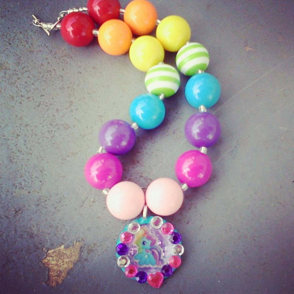 My Little Pony, My little Pony necklace, bubble gum necklace, rainbow necklace, chunky necklace