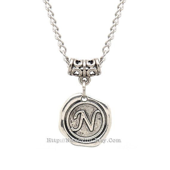 Wax Seal Initial Necklace, Personalized Necklace, Initial Bridesmaid Necklace, Letter, Alphabet, Wedding Jewelry, Your Choice A-Z