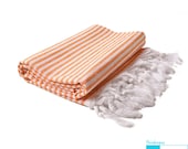Zarifi Peshtemal, Orange, Extra Thin Turkish Beach Towel, Fouta