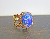 Fire Opal Ring Opal Ring LOTR Vintage Filigree Gold Ring Lord of the Rings Whimsical Fantasy Magic Fairy Tale Elf Ring