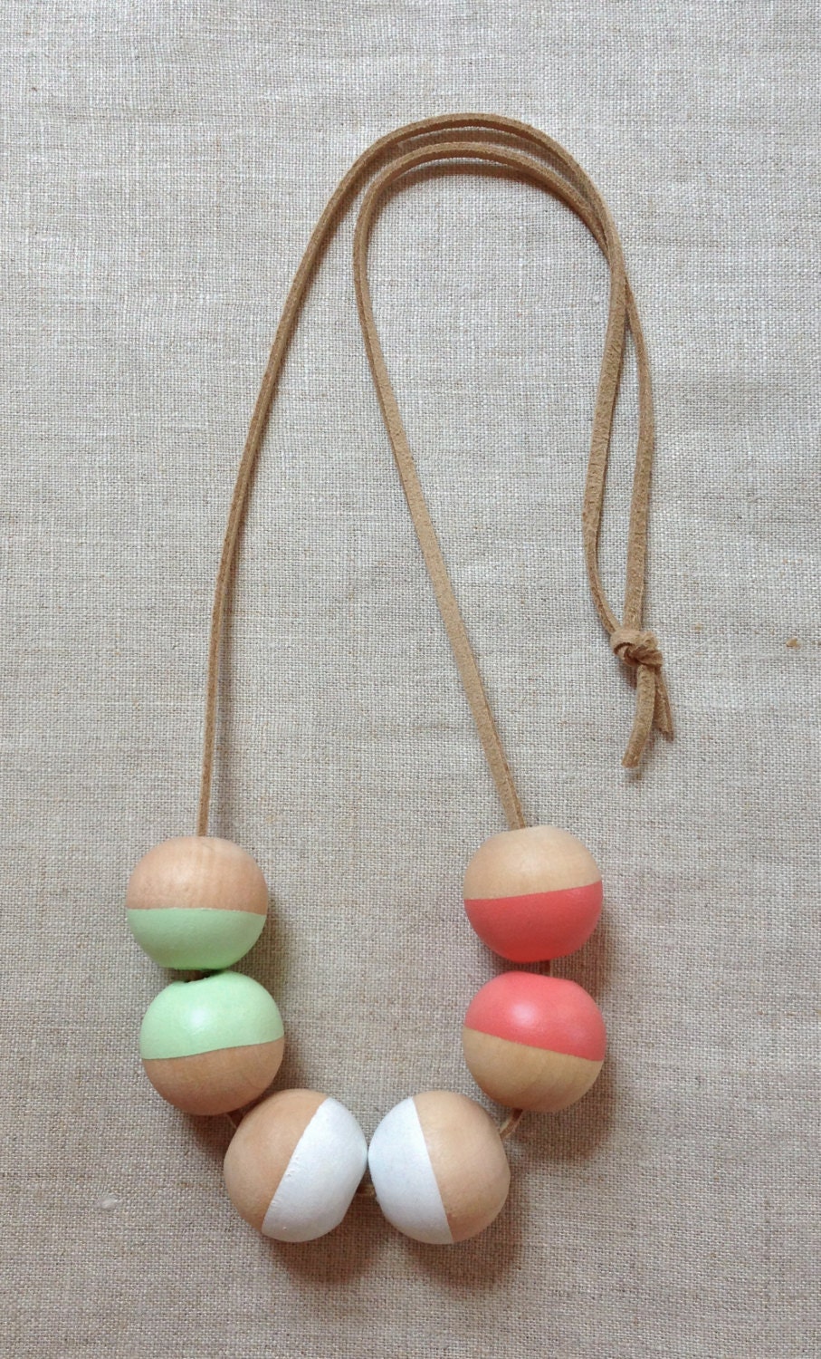 Modern Geometric Wood Bead Necklace