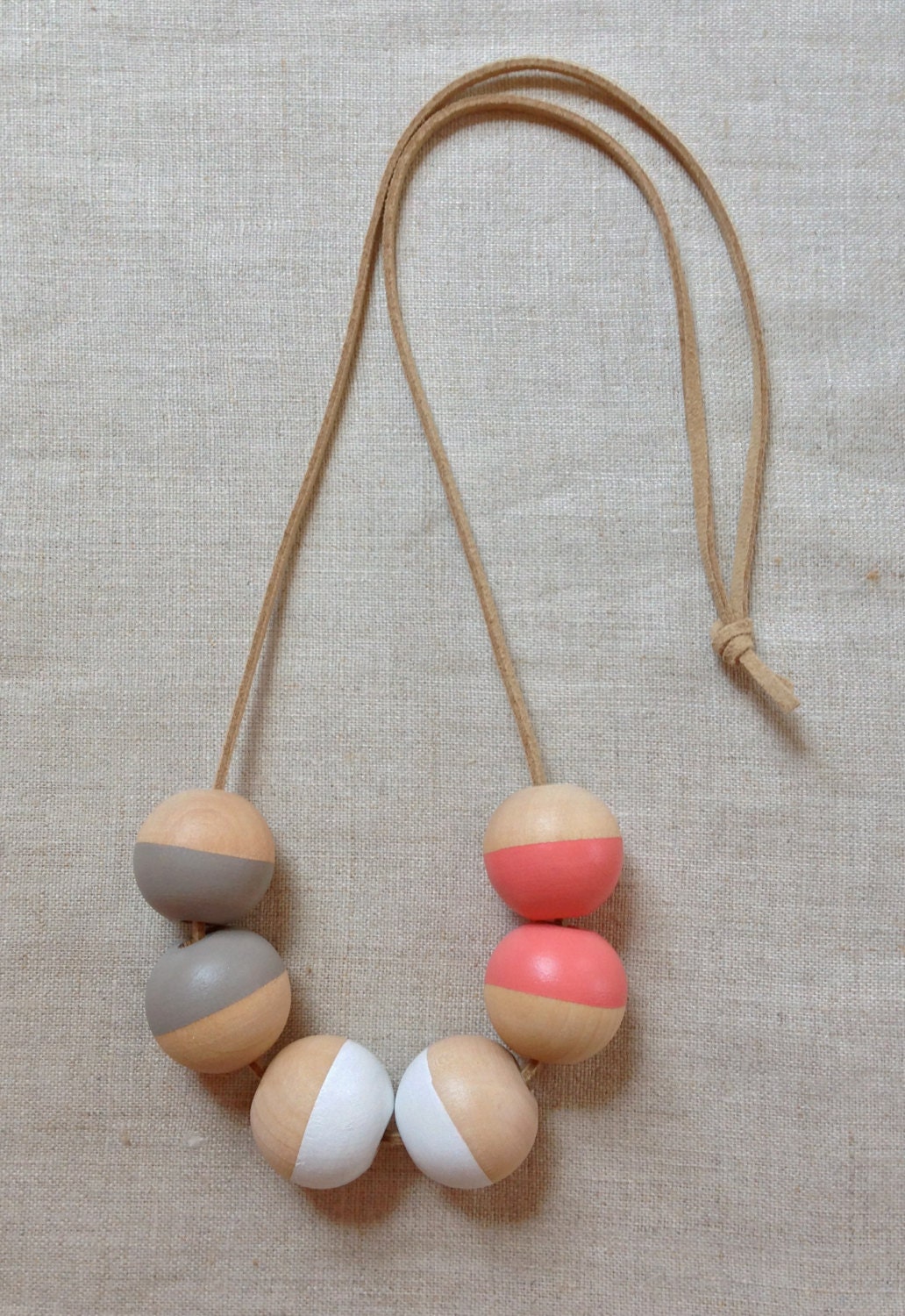 Modern Geometric Wood Bead Necklace