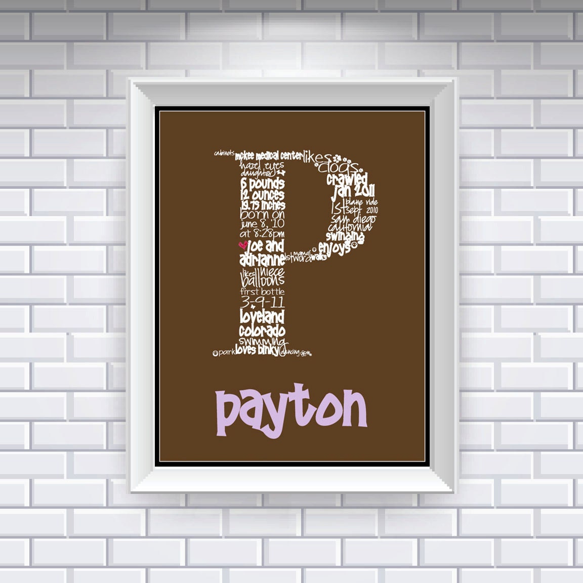 Children's Custom Monogram, Typography Art, 11x14 digital print