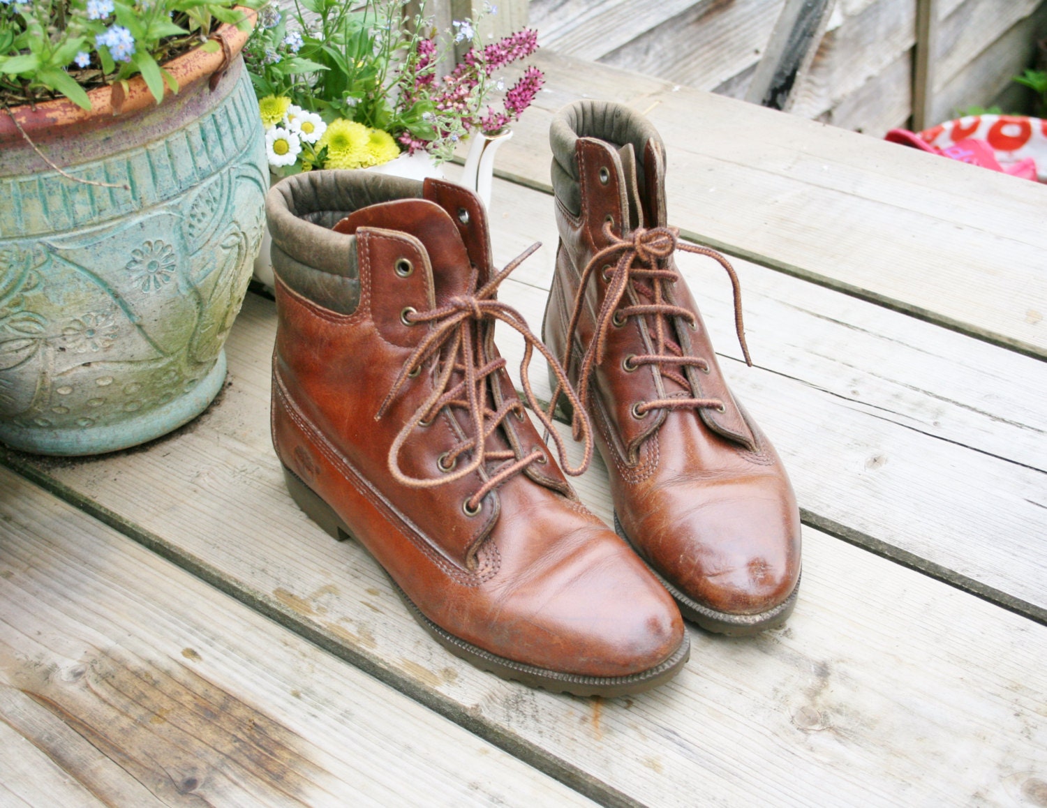 Vintage Brown Leather Timberland Waterproof Ankle Boots - UK 4 - EU 37 - USA 6.5