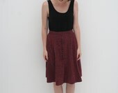 Pink and Black Midi Skirt with Button Detail