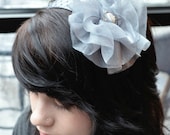 On Sale Silver Flower Hair Clip, Silver Gray flower, silver and pearl flower, womens accessory, handmade flower accessory