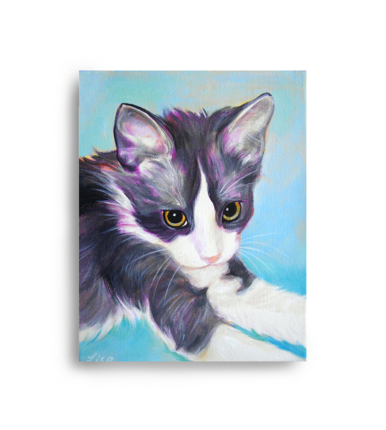 8"x10" Acrylic custom pet portrait, original acrylic painting colorful dog cat animal pet lover painting handmade wall art gift