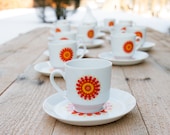 Retro orange cup and saucer - very cool pattern