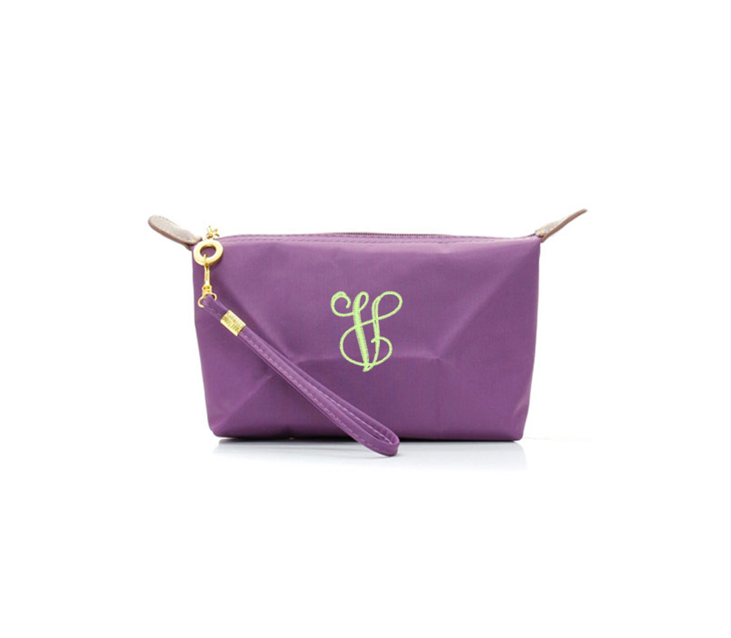 Purple Cosmetic Bag and Detachable Wristlet With Optional Personalization Discounted When Purchasing 4 or More