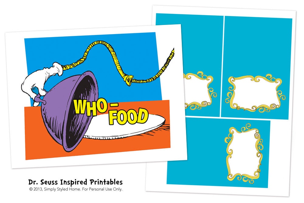 INSTANT DOWNLOAD - Who Feast Luncheon - Dr. Seuss Inspired Printables