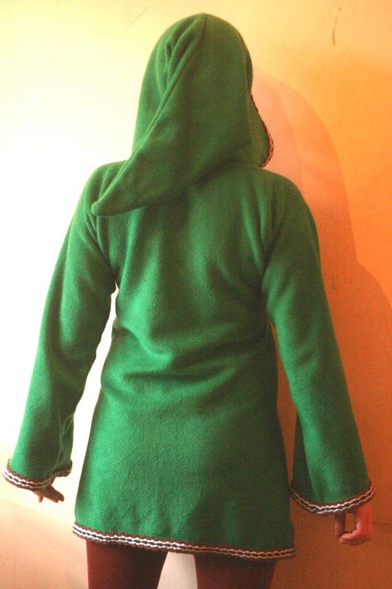 Link hoodie Green Elven tunic for women- Medieval tunic - SCA - Pixie hoodie - Psy hoodie- festival - pointy hood - hippie hoodie dress