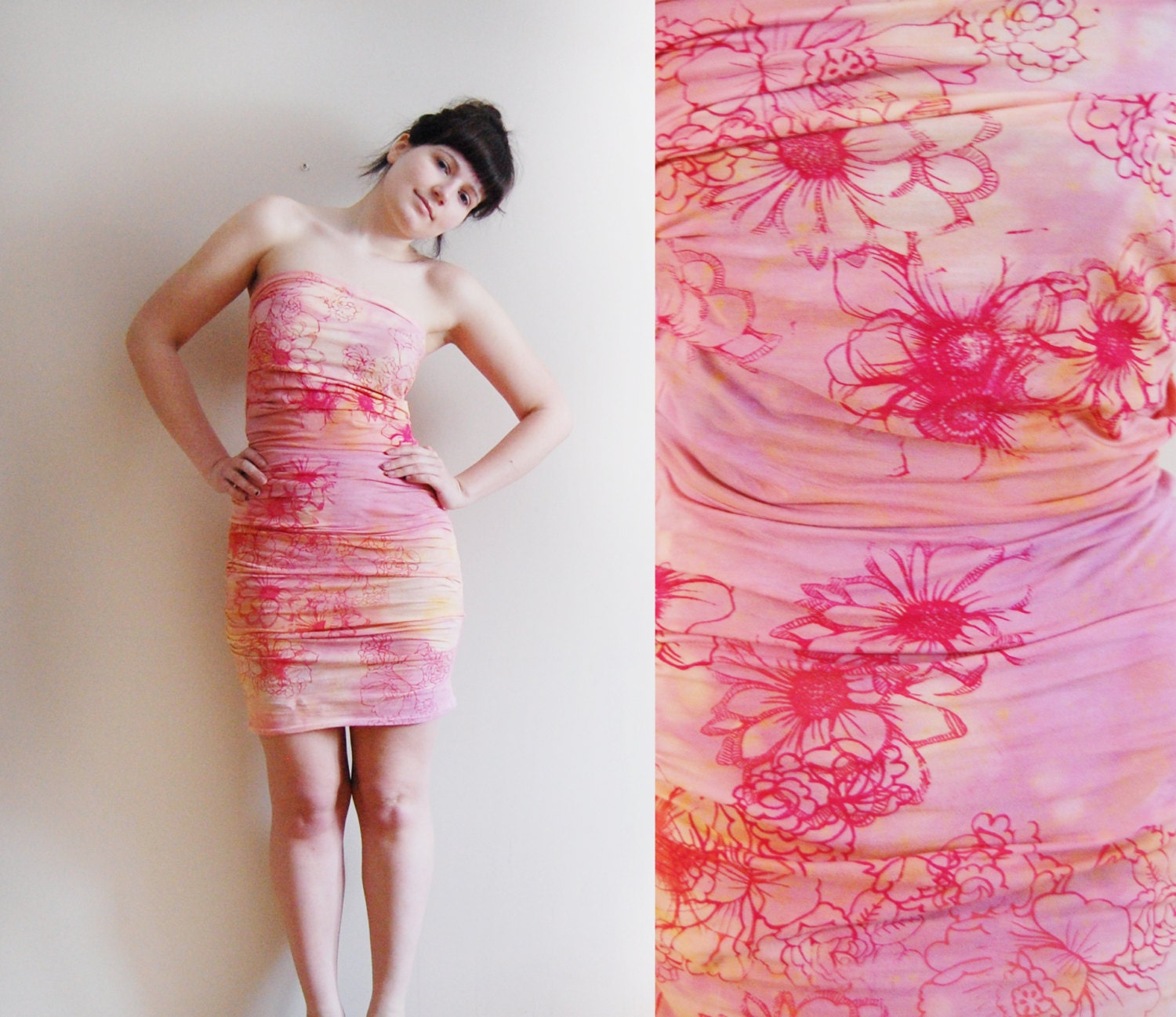 Dahlia - floral hand dyed mini dress/murMur