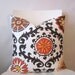 16 inch throw pillow cover, Red, orange, brown colors modern print. Chili Pepper, Floral geometric print. For indoor use.