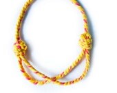 Neon Yellow Pink Chunky Braid Yarn Necklace, Headband, and Belt (3 in 1) - Adjustable and Versatile - Mawusi