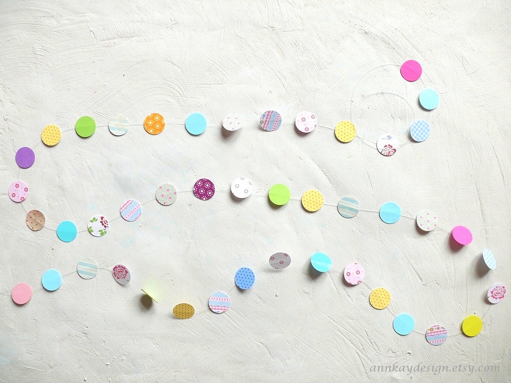 Paper Garland Circle Confetti Rainbow Color Mix