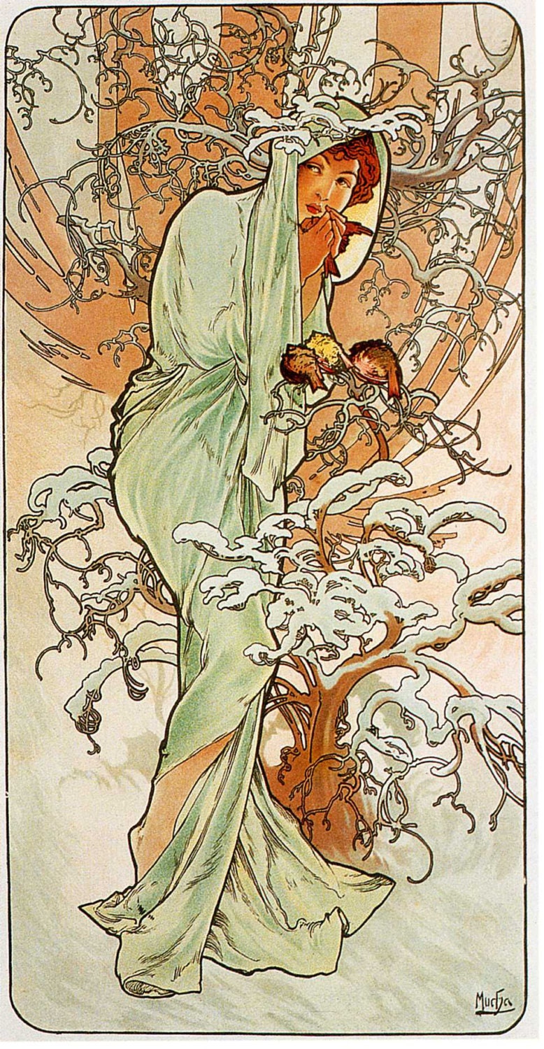 Home Decor Art Print by Alphonse Mucha named Winter 1898