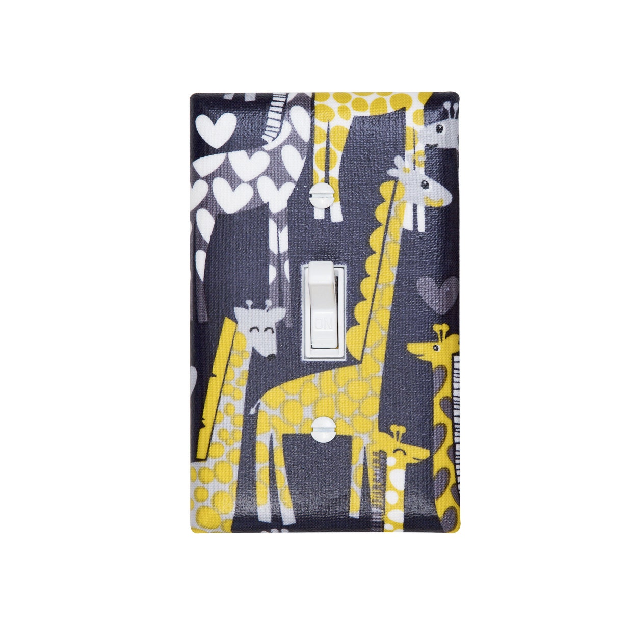 Giraffe Light Switch Plate Cover / Yellow Gray / Children Kids Room / Baby Boy Nursery Decor / Michael Miller