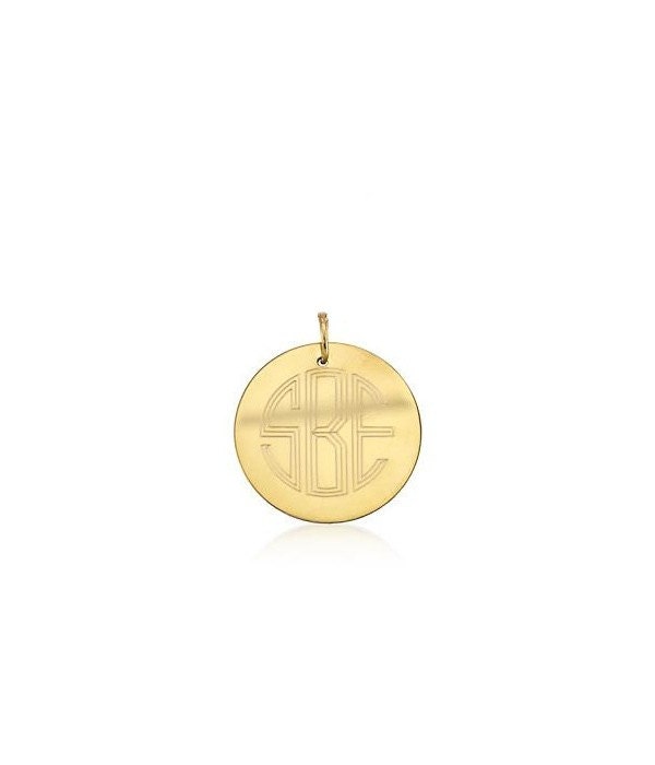 large 1" 14k gold filled pendant with Personalized MONOGRAMMED initials - engrave both sides -  Graduation Gifts for her  (no chain)