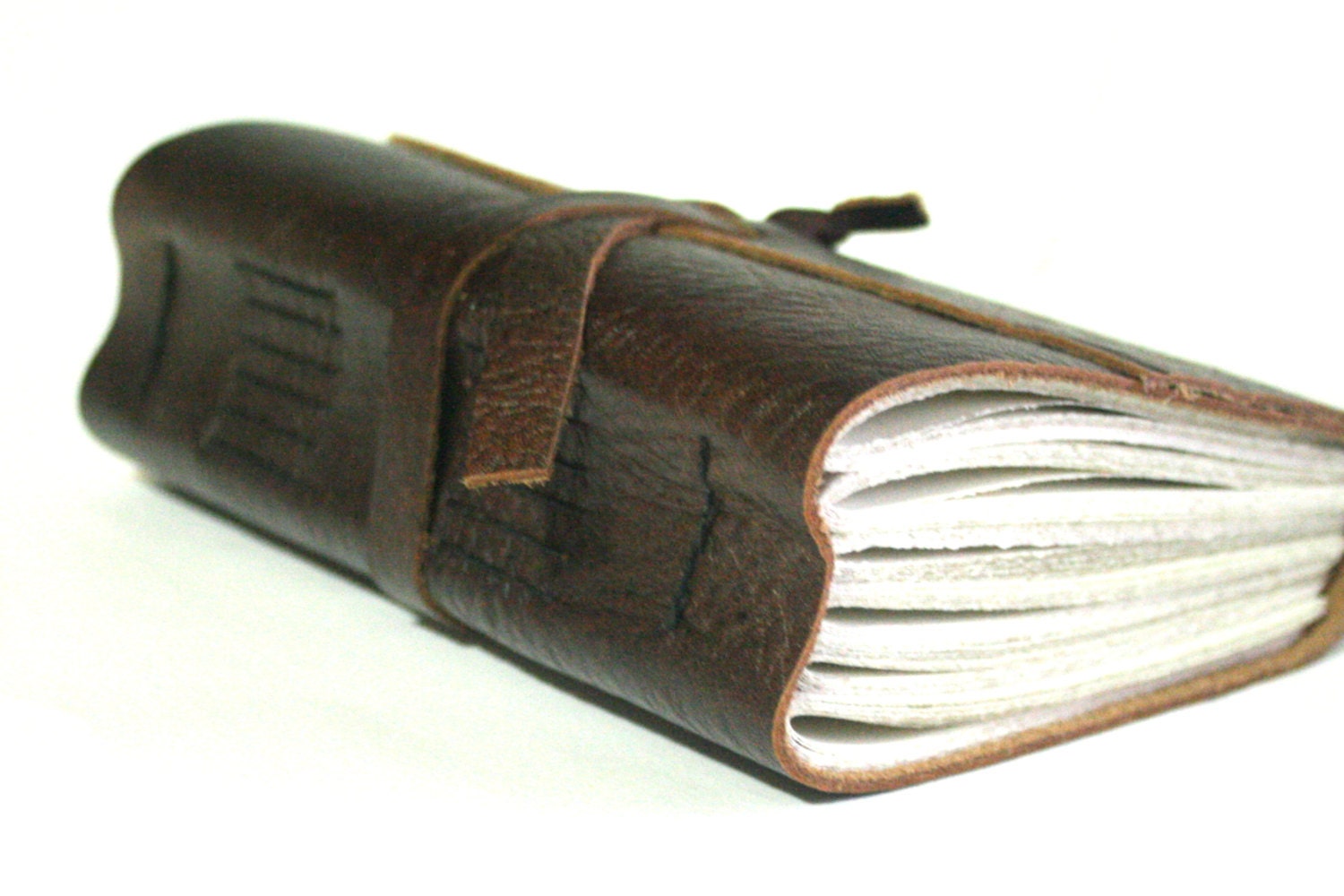 Leather Journal, Rich Chestnut Brown, Hand-Bound 4.75 x 6 Journal by The Orange Windmill on Etsy