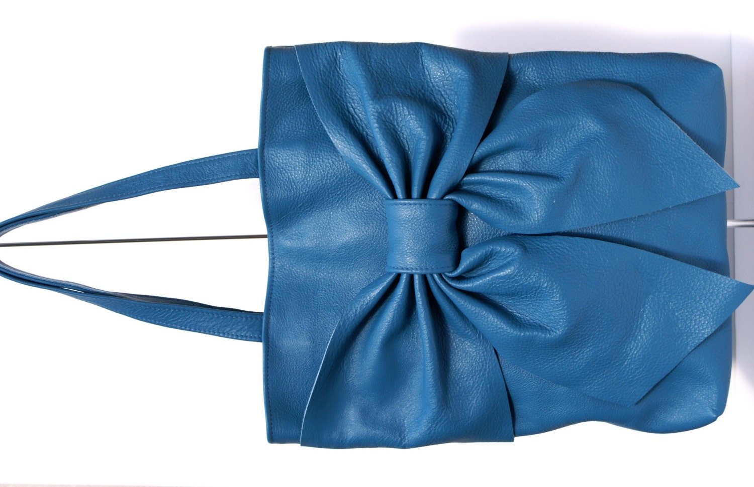 Blue Leather Bow Tote