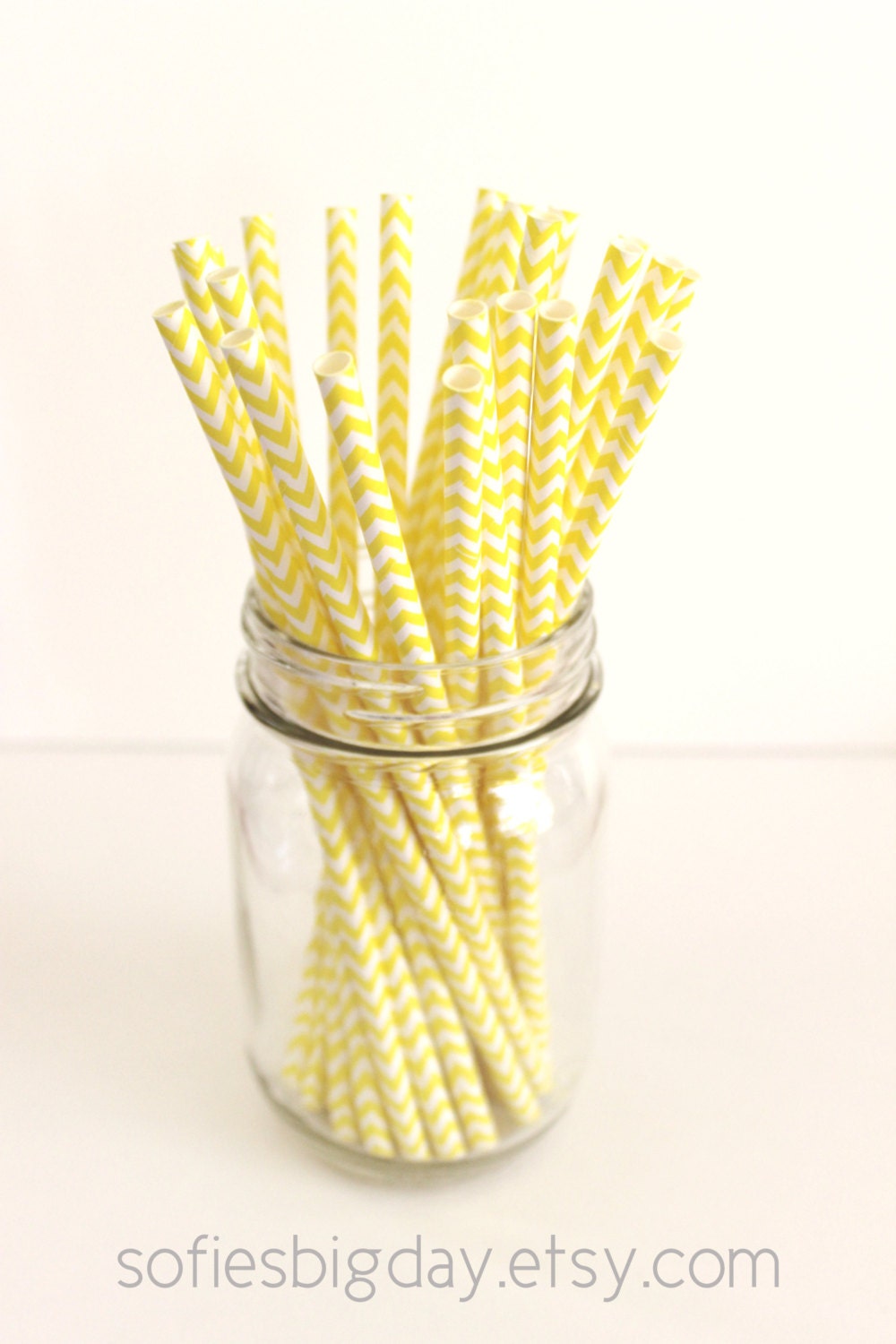 YELLOW CHEVRON Stripe Straws- yellow paper straws-yellow chevron- yellow cake pop sticks- paper straws- printable flags-25 count Il_170x135