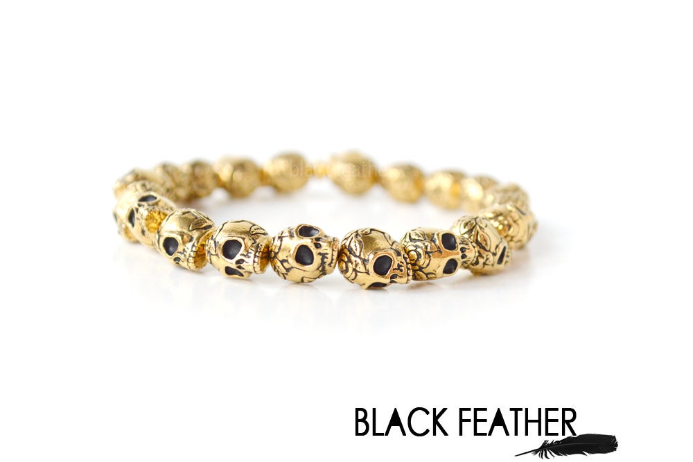 Mens Bracelet Gold Skull Bracelet - 22kt