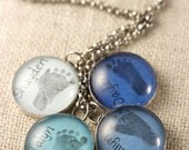 NEW Your baby's ACTUAL hand or footprints  - 16 mm footprint charm with name vertical