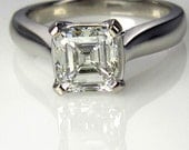 Reserved...1.52ct Square Emerald Asscher Cut VINTAGE ESTATE Solitaire Diamond Wedding ENGAGEMENT Ring Platinum
