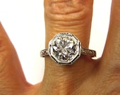 1.02ct 1900 Edwardian Old European cut Diamond EGL USA Engagement Anniversary Ring in Platinum
