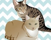 TWO Pets in 1 Custom Portrait (Multiple Pet Add-On Discount)
