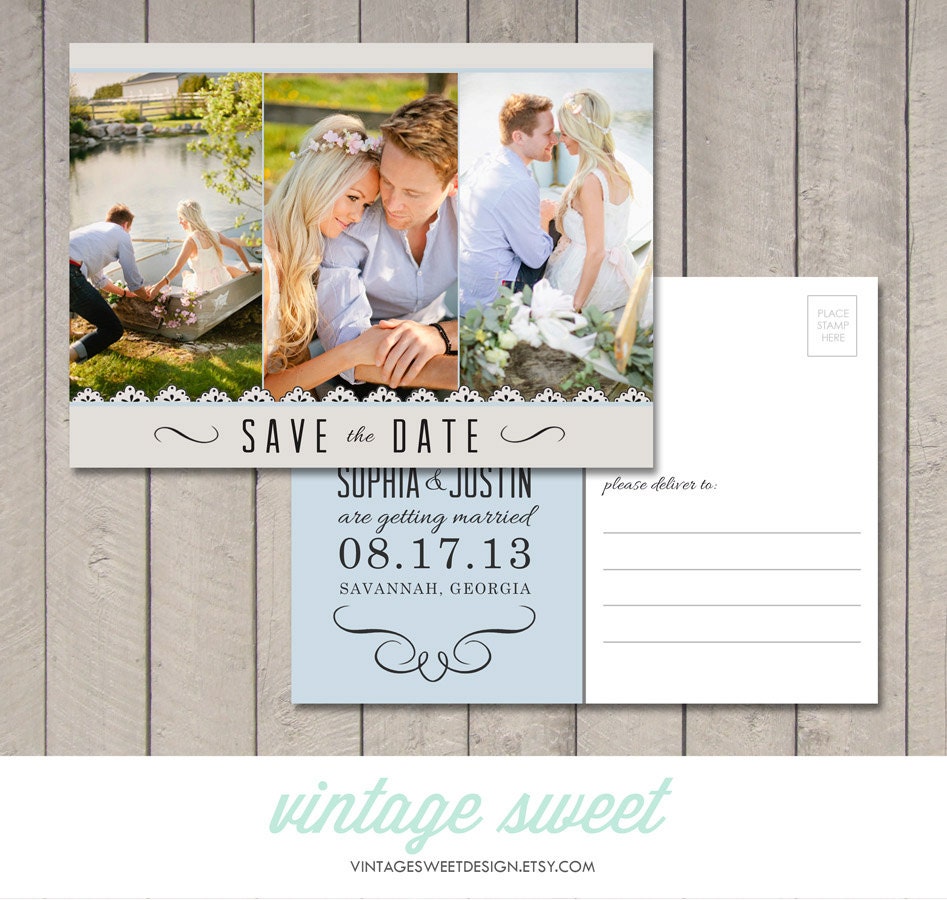 Save the Date Postcard (Printable) by Vintage Sweet