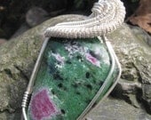 Wire Wrapped Ruby in Zoisite Pendant in Sterling Silver