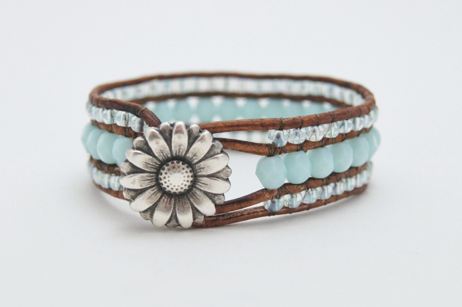 Beaded Cuff Bracelet Boho Bohemian Shabby Chic