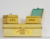 Stunning Kreamer Tiffany Blue Metal Tin Boxes Storage - French Chic - 1940's - Set - WOW - YES WOW