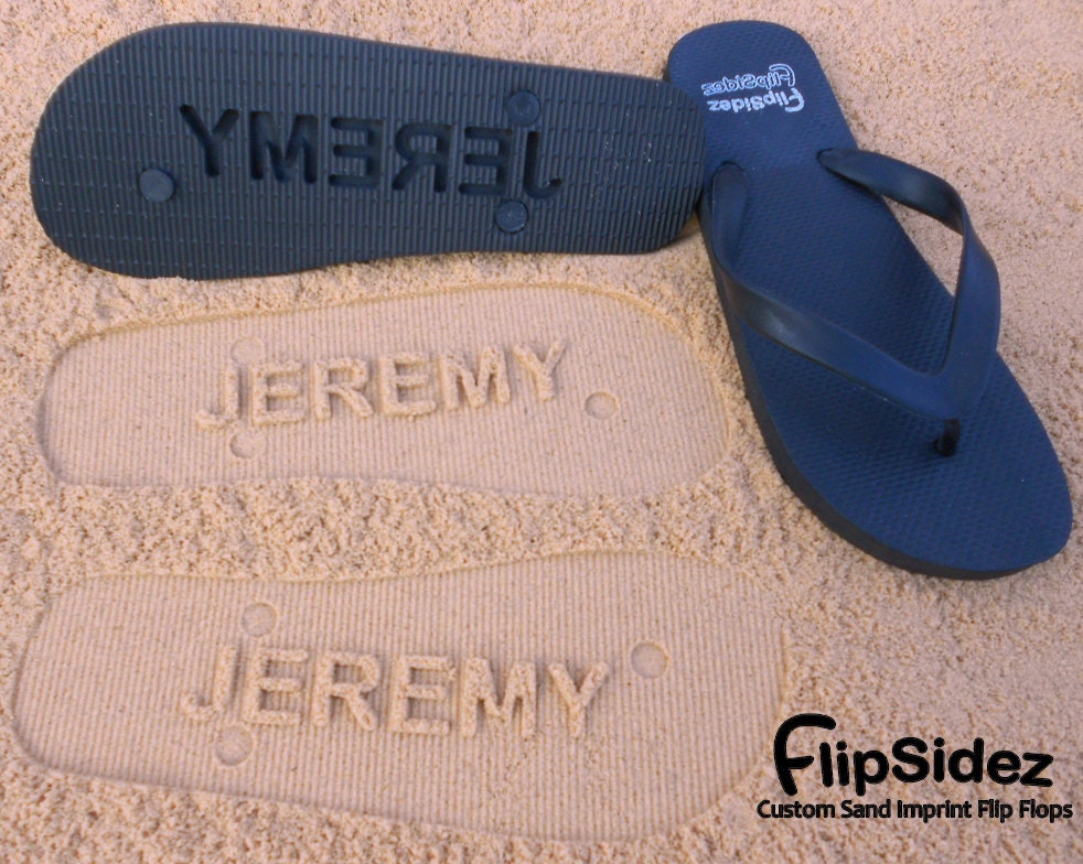Personalized Sand Imprint Flip Flops. Personalize With Your Name.