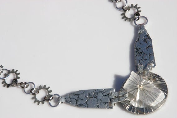 Mothers Day gift, Statement necklaces, choker necklace, Pendant necklaces, silver necklace, black, steampunk, wire wrap, Sale , Cyber Monday