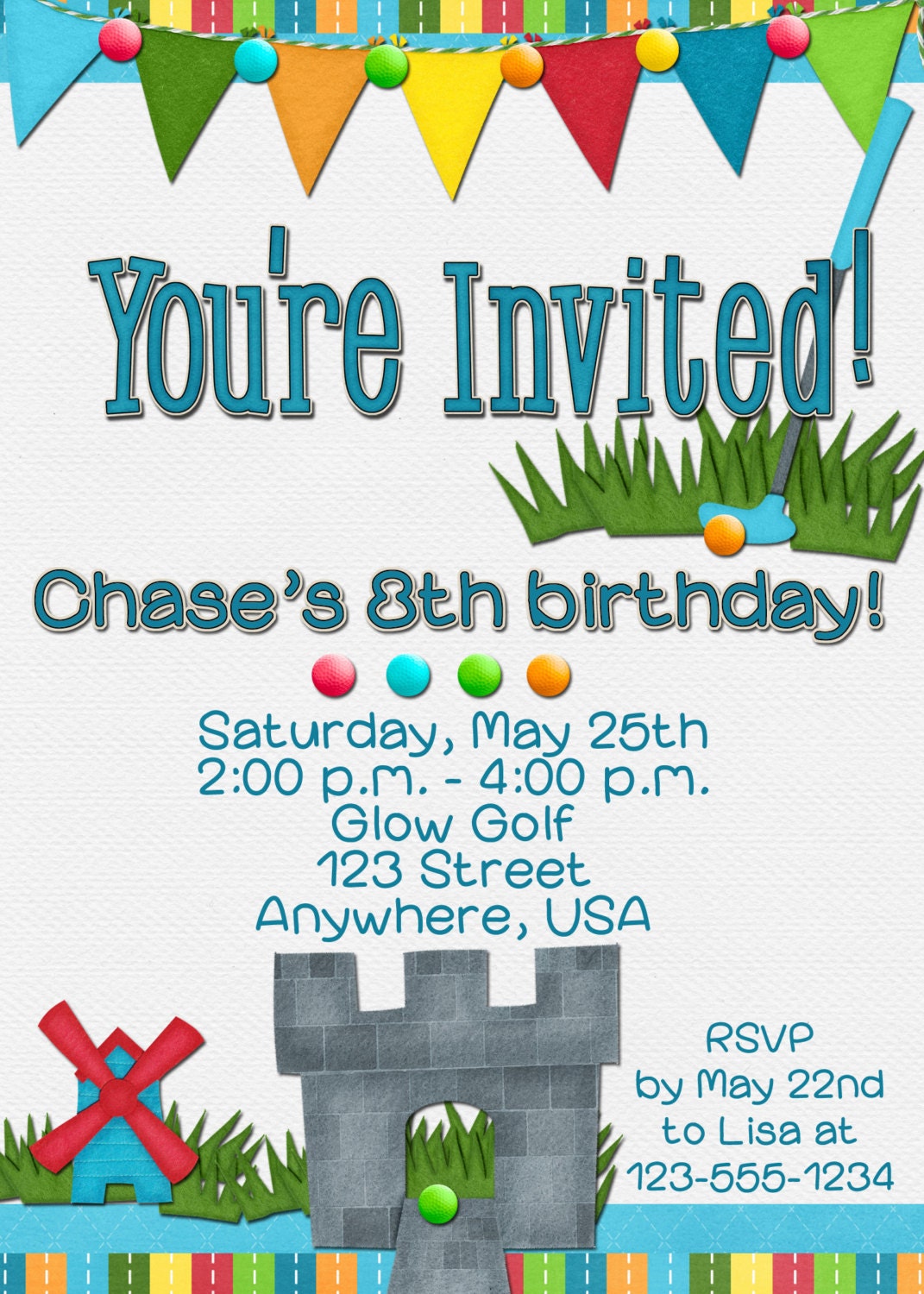 Putt Putt Golf Birthday Party Invitation
