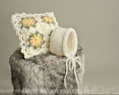 Newborn Photo Prop: Newborn Pillow - Vintage Inspired, Graany Square Crochet Pillow, Boy & Girl Photography Props