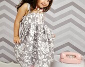 Damask Bustle Dress/Top In Grey, White and Pink