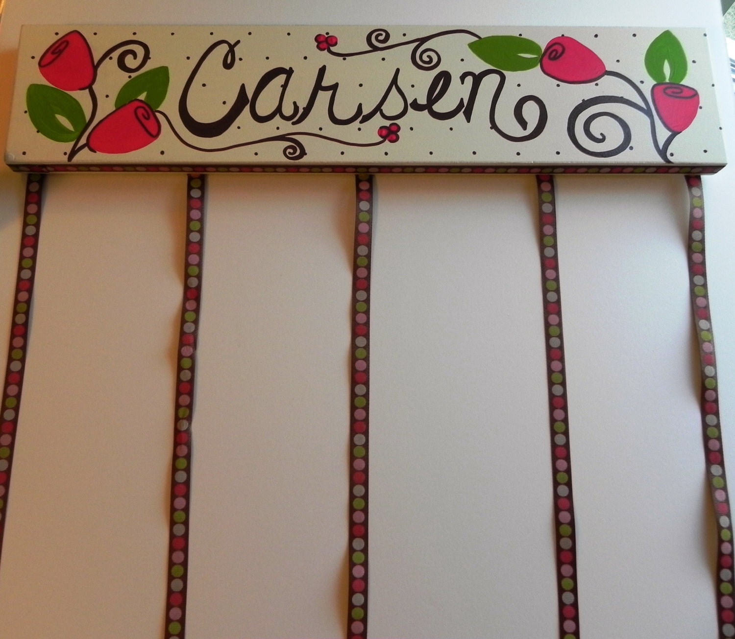 Hand Painted Hair Bow Holder - Created to match room decor