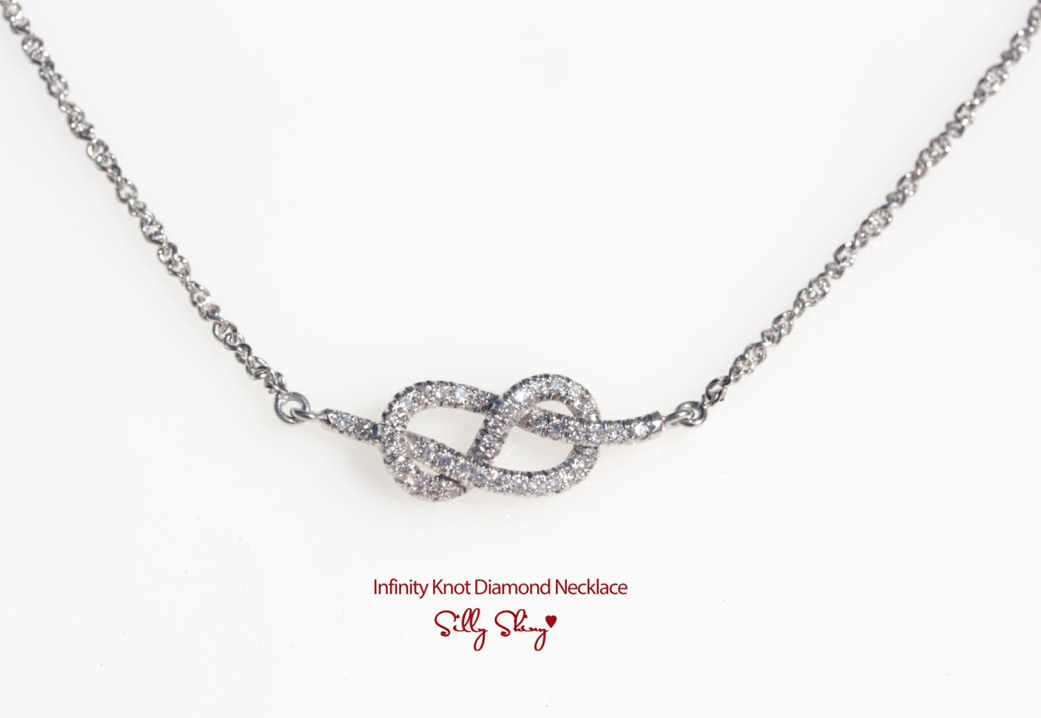 Infinity Knot Diamond Necklace 14K Gold