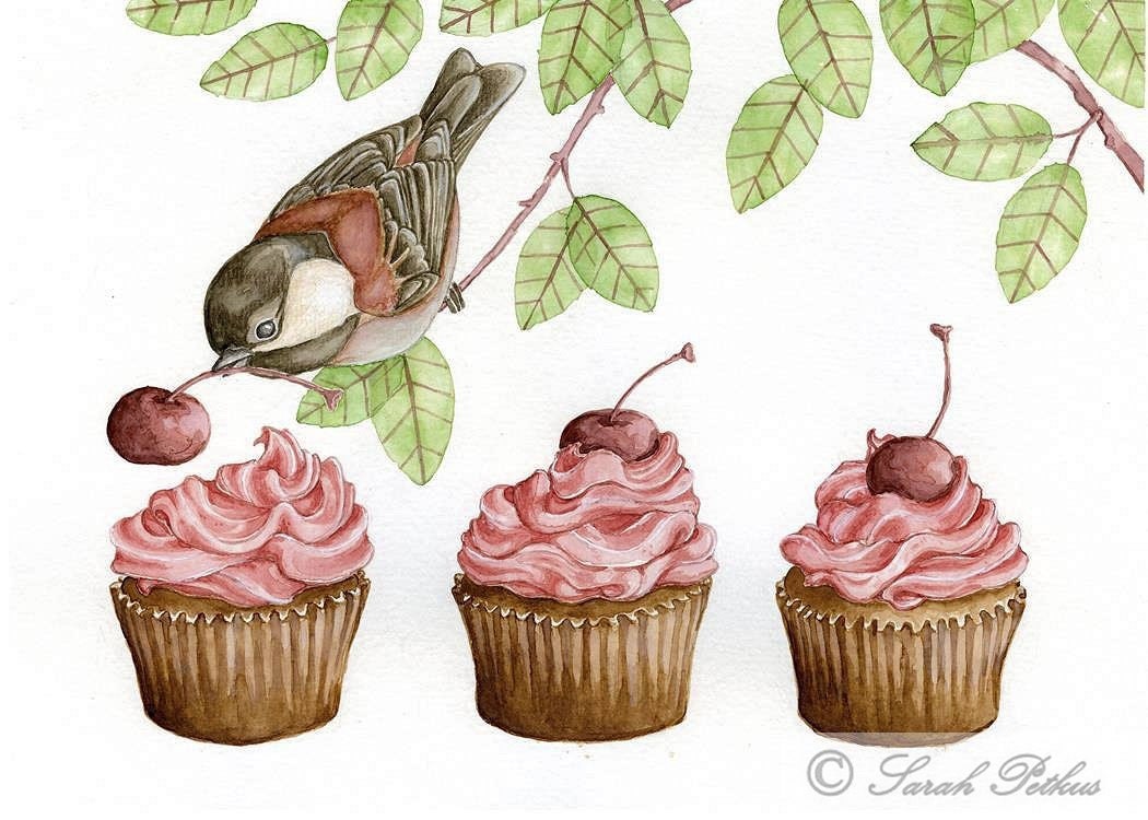 Black Forest Cupcakes- 5x7 archival art print