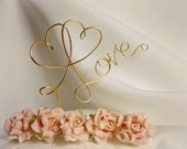 Gold Wedding Cake Topper, Love