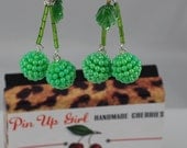 candy colored pin up cherry handmade earrings mint green rose pink retro kitschy cute summer jewelry rockabilly pinup cherries