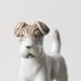 Vintage terrier dog figurine / occupied Japan / mid century / dog lover gift / collectible / gray / white / home decor / dogs