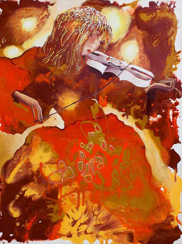Sounds of Music I - Canvas art print original artwork artists painting - 40 x 30" - abstract art, surreal painting,contemporary