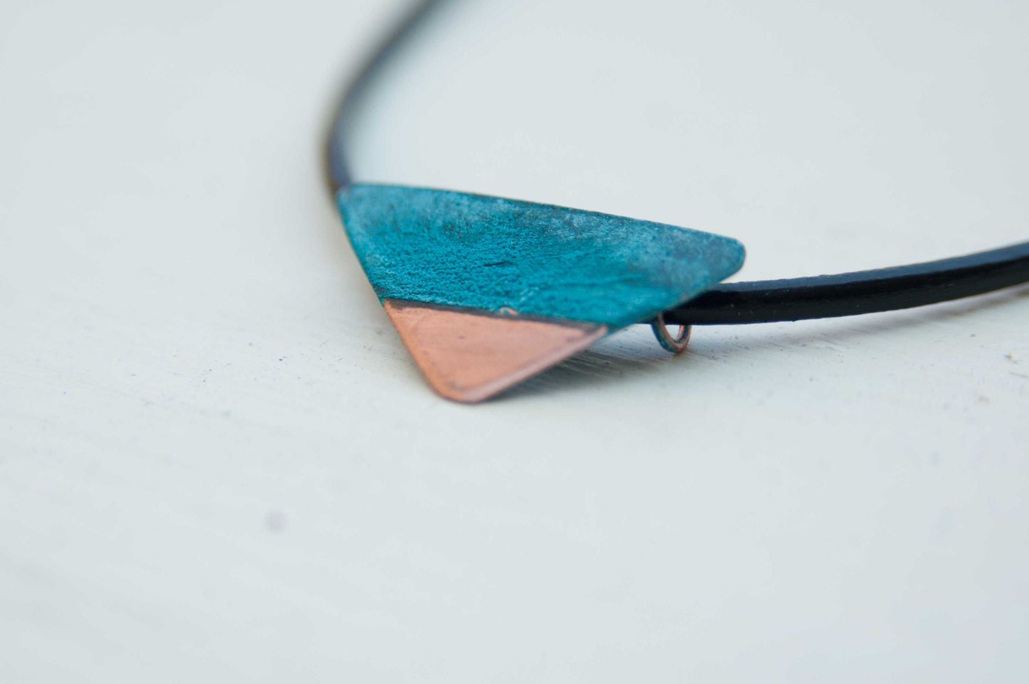 Triangle necklace - blue patina - Golden Hour Collection