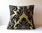 Black and Gold Velvet and Silk Pillow Cover