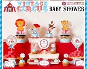 Vintage Blue Carnival Circus Baby Shower Package Personalized FULL Collection Set - PRINTABLE DIY - BS801CA1x Il_170x135